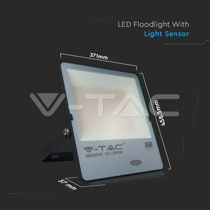 V-TAC VT-20183 200W LED Прожектор Със СветлиненСензор SAMSUNG Чип Черно Тяло 6500K 100 lm/W