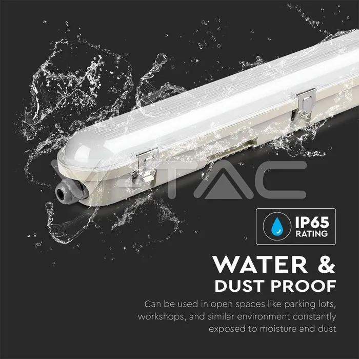 V-TAC VT-20212 LED Влагозащитено Тяло M-Серия 1200мм 36W 6400K Прозрачно Стоманен Клип 120 lm/W