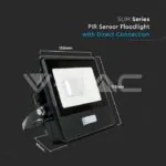V-TAC VT-20256 10W LED Прожектор PIR Сензор SAMSUNG Чип Черно Тяло 3000K