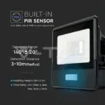 V-TAC VT-20256 10W LED Прожектор PIR Сензор SAMSUNG Чип Черно Тяло 3000K