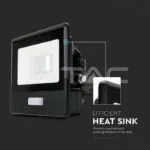 V-TAC VT-20256 10W LED Прожектор PIR Сензор SAMSUNG Чип Черно Тяло 3000K