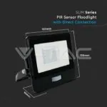 V-TAC VT-20261 20W LED Прожектор PIR Сензор SAMSUNG Чип Черно Тяло 6500K