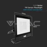 V-TAC VT-20266 50W LED Прожектор PIR Сензор SAMSUNG Чип Черно Тяло 4000K
