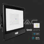 V-TAC VT-20266 50W LED Прожектор PIR Сензор SAMSUNG Чип Черно Тяло 4000K