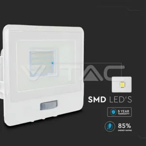 V-TAC VT-20272 20W LED Прожектор PIR Сензор SAMSUNG Чип Бяло Тяло 4000K