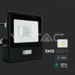 V-TAC VT-20282 10W LED Прожектор PIR Сензор SAMSUNG Чип Черно Тяло 6400K 1М Кабел