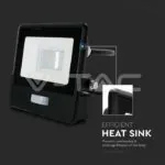 V-TAC VT-20282 10W LED Прожектор PIR Сензор SAMSUNG Чип Черно Тяло 6400K 1М Кабел