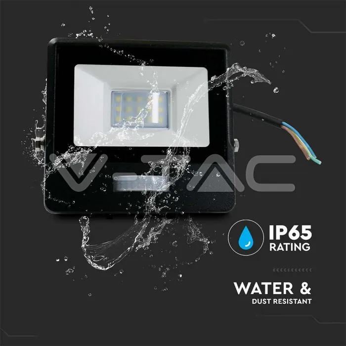 V-TAC VT-20282 10W LED Прожектор PIR Сензор SAMSUNG Чип Черно Тяло 6400K 1М Кабел