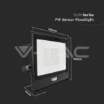 V-TAC VT-20290 50W LED Прожектор PIR Сензор SAMSUNG Чип Черно Тяло 4000K 1М Кабел