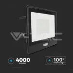 V-TAC VT-20290 50W LED Прожектор PIR Сензор SAMSUNG Чип Черно Тяло 4000K 1М Кабел