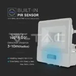 V-TAC VT-20292 10W LED Прожектор PIR Сензор SAMSUNG Чип Бяло Тяло 3000K 1М Кабел