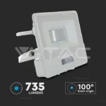 V-TAC VT-20292 10W LED Прожектор PIR Сензор SAMSUNG Чип Бяло Тяло 3000K 1М Кабел
