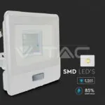 V-TAC VT-20295 20W LED Прожектор PIR Сензор SAMSUNG Чип Бяло Тяло 3000K 1М Кабел