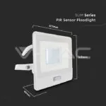 V-TAC VT-20300 30W LED Прожектор PIR Сензор SAMSUNG Чип Бяло Тяло 6400K 1М Кабел