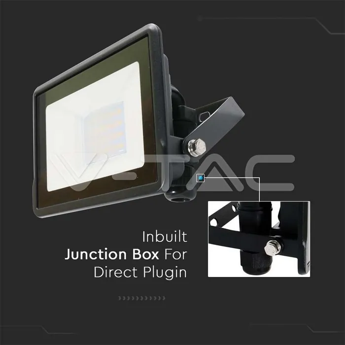 V-TAC VT-20309 20W LED Прожектор SAMSUNG Чип Черно Тяло 6400K