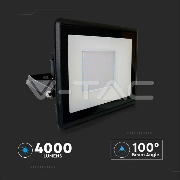 V-TAC VT-20313 50W LED Прожектор SAMSUNG Чип Черно Тяло 3000K
