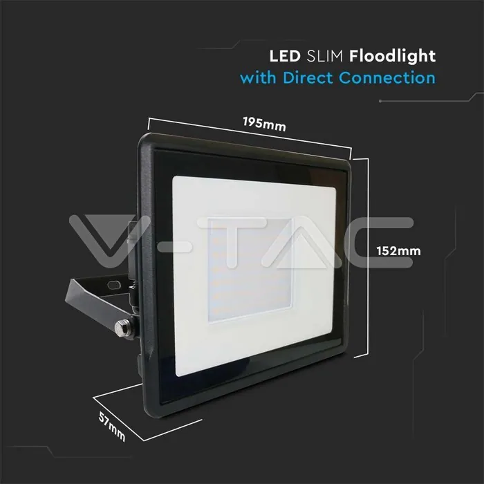 V-TAC VT-20313 50W LED Прожектор SAMSUNG Чип Черно Тяло 3000K