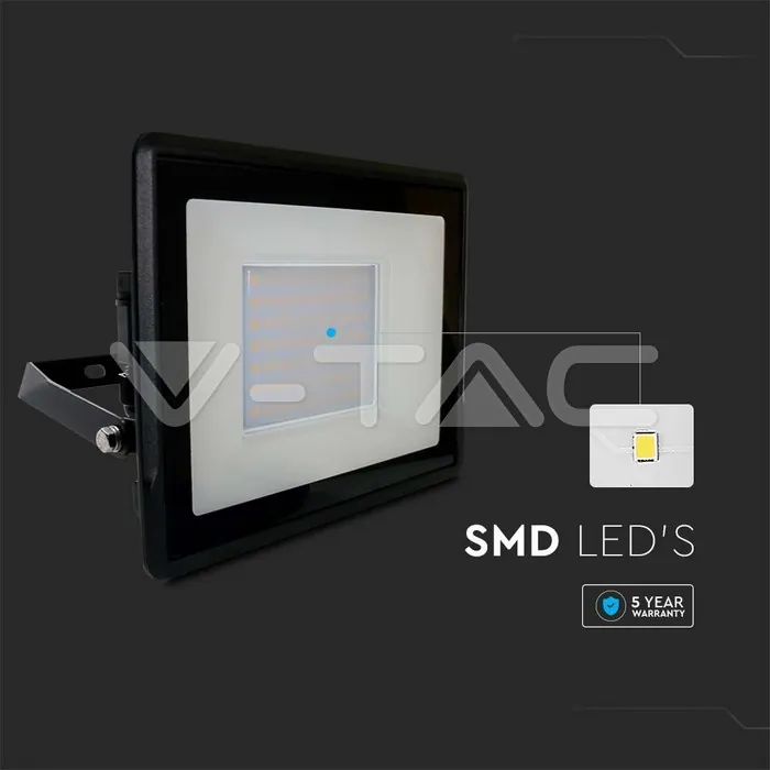 V-TAC VT-20313 50W LED Прожектор SAMSUNG Чип Черно Тяло 3000K
