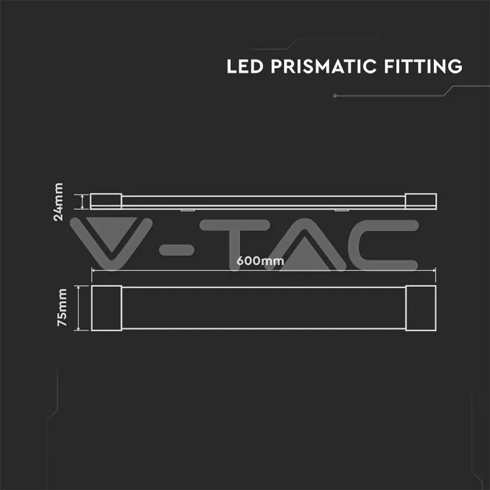 V-TAC VT-20360 15W LED Линейно Тяло SAMSUNG Чип 60cм Пластик Бърза Връзка + Кабел 4000K 150 lm/W