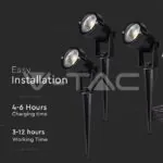 V-TAC VT-20489 3*1.2W Соларно Градиснко Колче Черно Тяло IP65