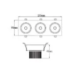 Vito 2101221 Панел с 3 ЛЕД Луни За Вграждане PAN-3 3x5W 3000K IP20 15W 220V