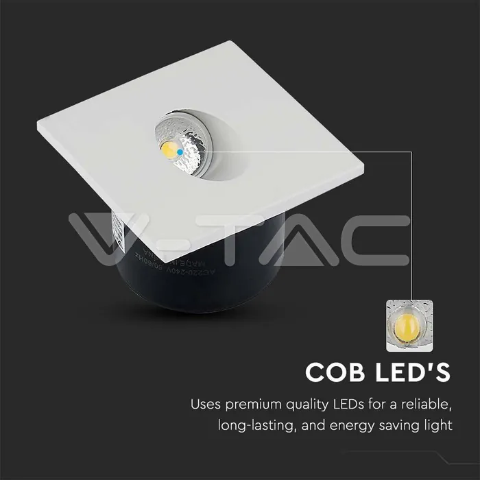 V-TAC VT-211210 3W LED Луна за Стена Квадрат 4000К