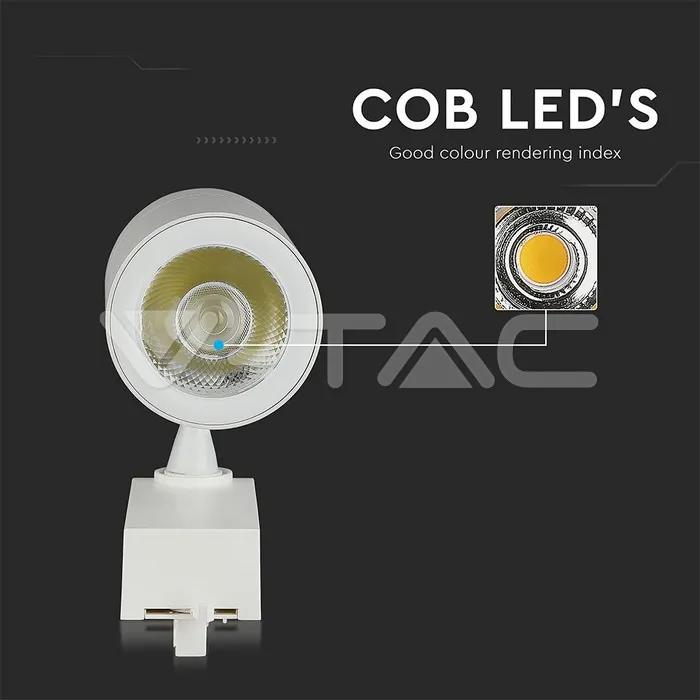 V-TAC VT-211256 35W LED Прожектор Релсов Монтаж Бяло Тяло 4000K