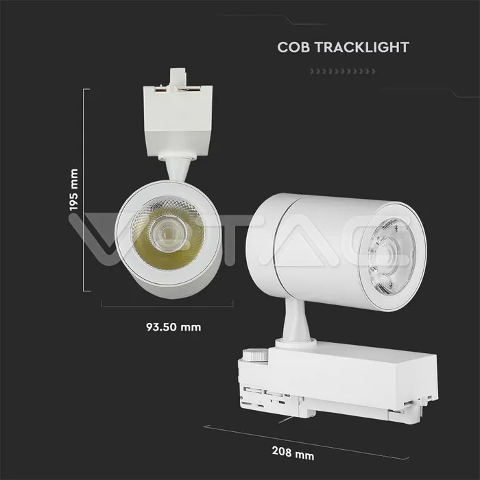 V-TAC VT-211256 35W LED Прожектор Релсов Монтаж Бяло Тяло 4000K