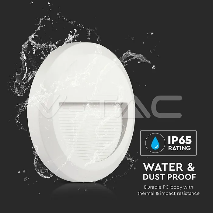 V-TAC VT-211314 2W LED   за Стъпала Бяло Тяло Кръг 4000К