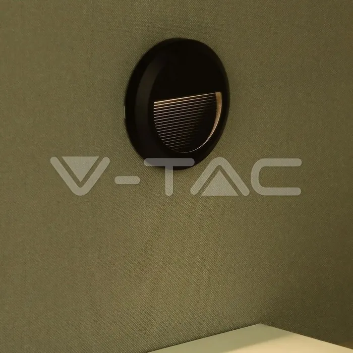 V-TAC VT-211316 2W LED   за Стъпала Черно Тяло Кръг 4000К