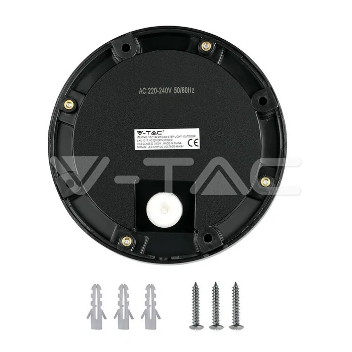 V-TAC VT-211316 2W LED   за Стъпала Черно Тяло Кръг 4000К