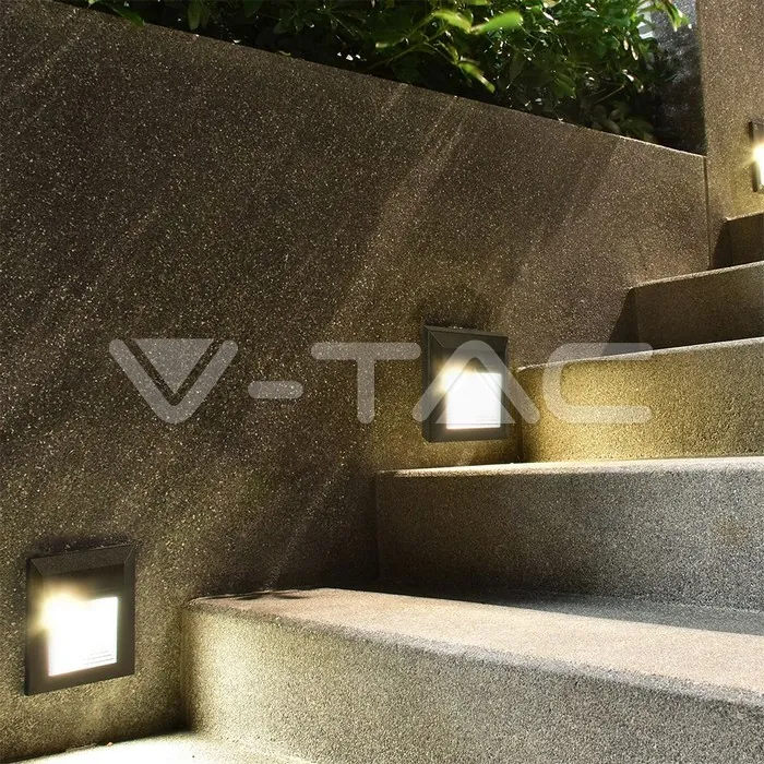 V-TAC VT-211322 2W LED   за Стъпала Черно Тяло Квадрат 4000К