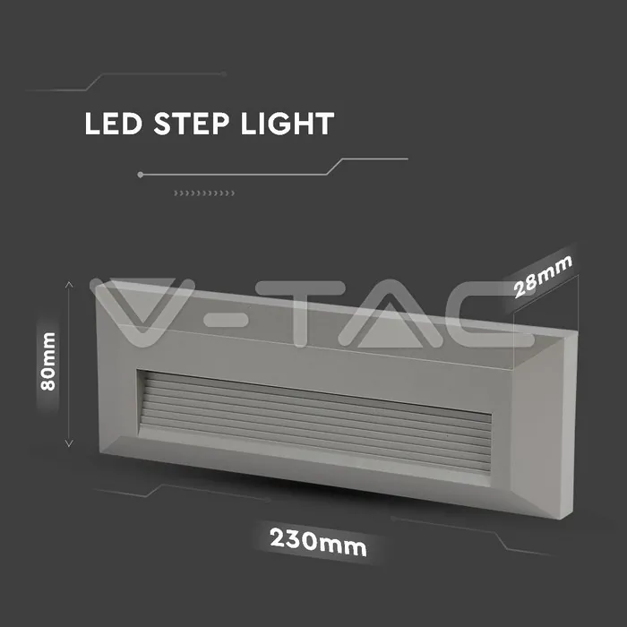 V-TAC VT-211331 3W LED   за Стъпала Сиво Тяло 3000К