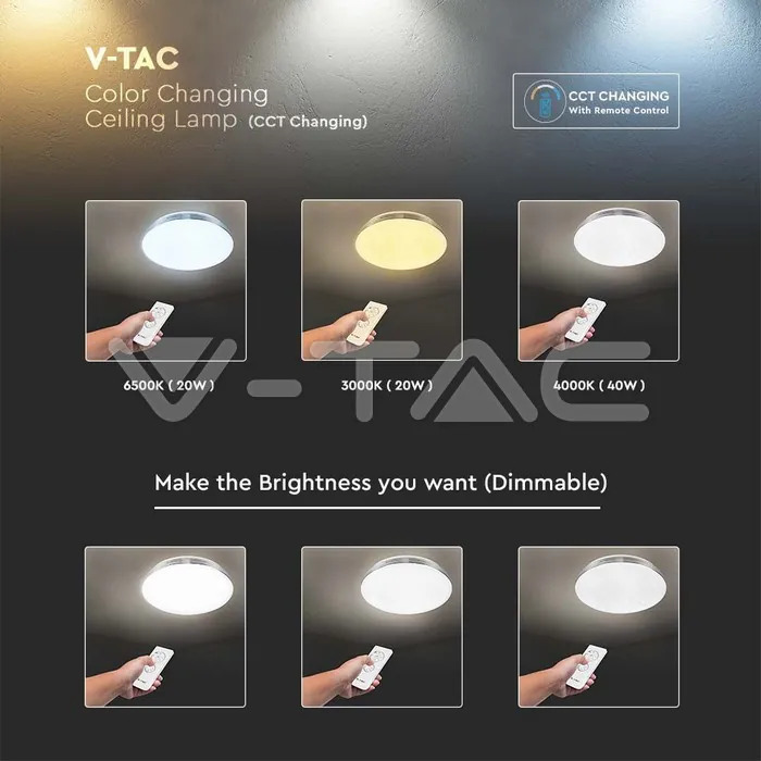 V-TAC VT-2114601 20W 40W 20W LED Дизайнерски Плафон Дистанционно Сменяем Сп. Вълни