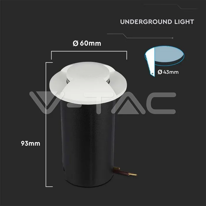 V-TAC VT-211465 1W LED Осветител за Стъпала Бял Двупосочен 3000К
