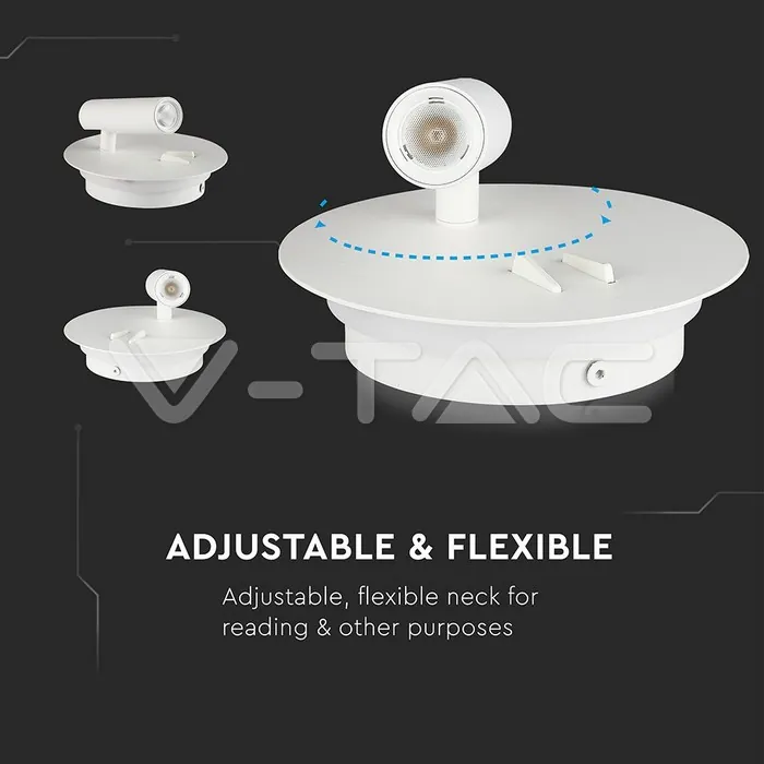 V-TAC VT-211489 3+6W LED Стенна Лампа За Стена Бяла 3000K