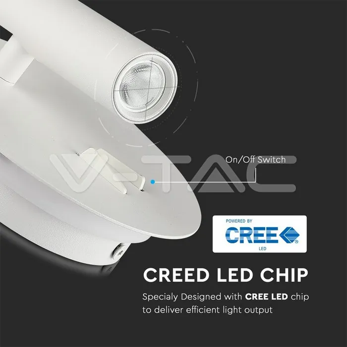 V-TAC VT-211489 3+6W LED Стенна Лампа За Стена Бяла 3000K