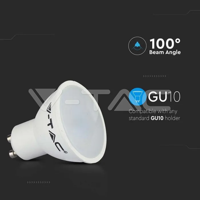 V-TAC VT-211686 LED Крушка 4.5W GU10 SMD Пластик 110° 4000K
