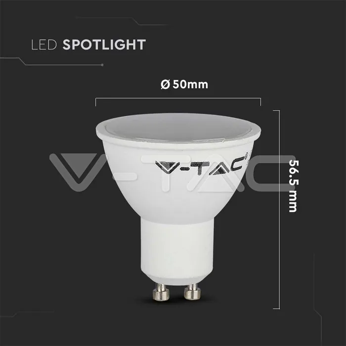 V-TAC VT-211686 LED Крушка 4.5W GU10 SMD Пластик 110° 4000K