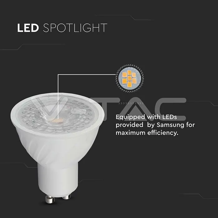 V-TAC VT-21195 LED Крушка SAMSUNG Чип 6W GU10 Димираща 38° 3000K