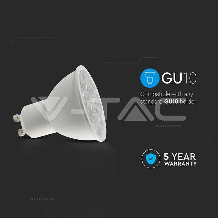 V-TAC VT-2120026 LED Крушка SAMSUNG Чип 6.5W GU10 10° 3000K
