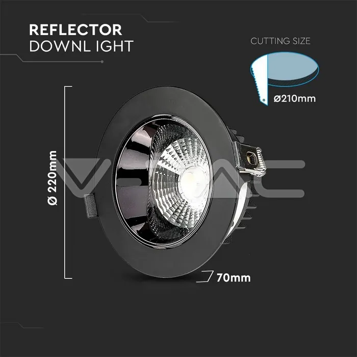 V-TAC VT-2120058 LED Луна SAMSUNG Чип 30W Рефлоктор COB Черна 4000К