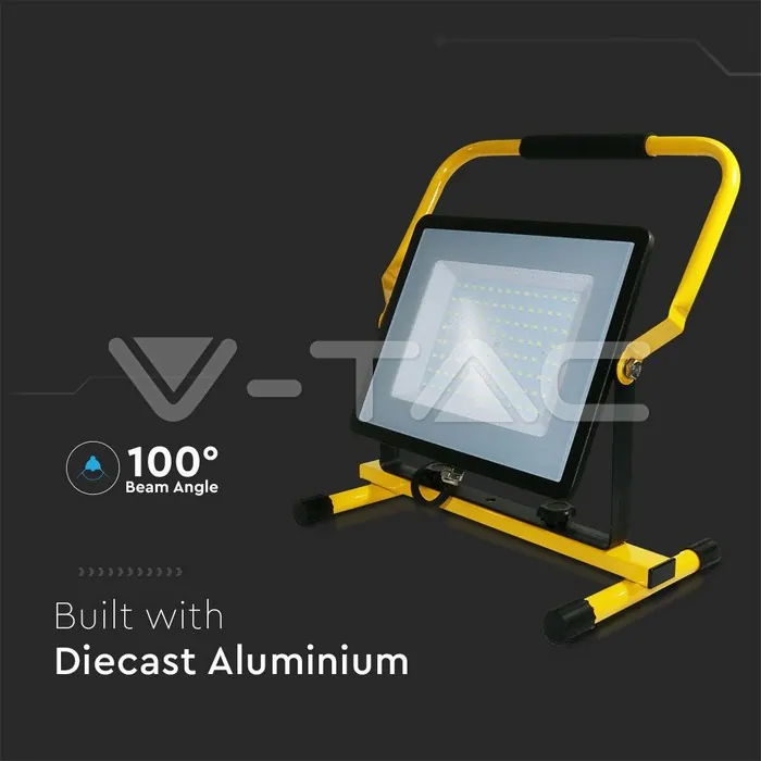V-TAC VT-2120125 100W LED Прожектор SAMSUNG Чип G2 SMD Сиво Тяло 6500К Стойка + 3 Метра Кабел ЕУ Щепсел