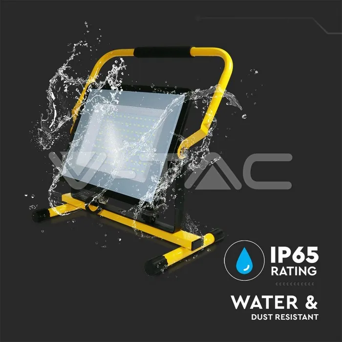 V-TAC VT-2120125 100W LED Прожектор SAMSUNG Чип G2 SMD Сиво Тяло 6500К Стойка + 3 Метра Кабел ЕУ Щепсел