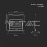 V-TAC VT-2120125 100W LED Прожектор SAMSUNG Чип G2 SMD Сиво Тяло 6500К Стойка + 3 Метра Кабел ЕУ Щепсел