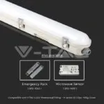 V-TAC VT-2120214 LED Влагозащитено Тяло M-Серия 1200мм 36W 6500K Мат Стоманен Клип 120 lm/W