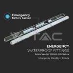 V-TAC VT-2120222 LED Влагозащитено Тяло М-Серия 1200мм 36W 6500K Авариино Захранване Стоманен Клип 120lm/W