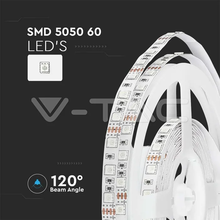 V-TAC VT-212120 LED Лента SMD5050 60/1 RGB Невлагозащитена