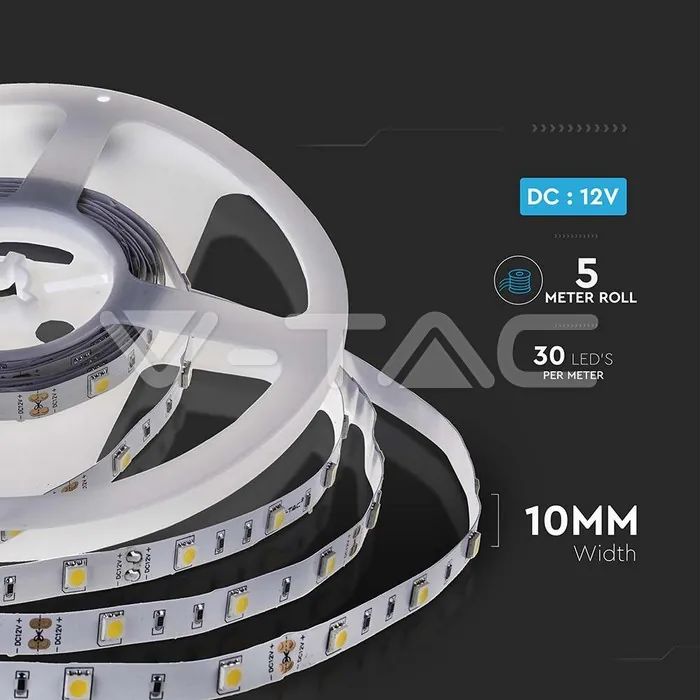 V-TAC VT-212133 LED Лента SMD5050 30/1 Бяла IP20