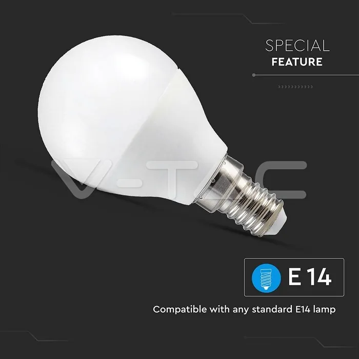 V-TAC VT-212756 LED Крушка - 4.8W E14 P45 Дистанционно RGB + 3000K + 6500 Amazon Alexa и Google Home Съвместимост
